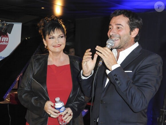 Exclusif - Maurane et Bernard Montiel - Concert MFM Radio Live sur un Bateau-Mouche au pont de l'Alma à Paris, le 19 novembre 2014.19/11/2014 - Paris