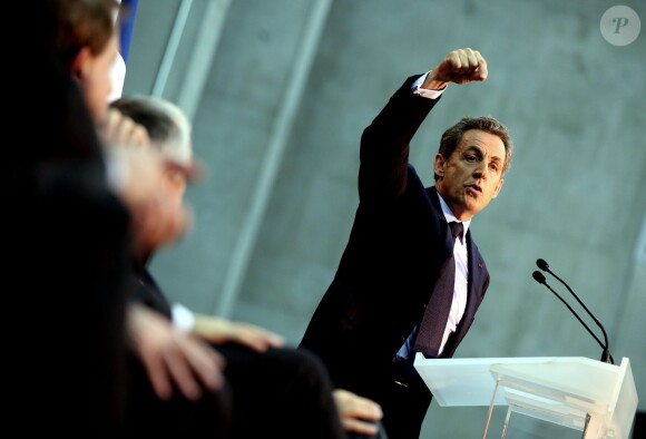 Nicolas Sakozy lors de son meeting à Boulogne-Billancourt le 25 novembre 2014