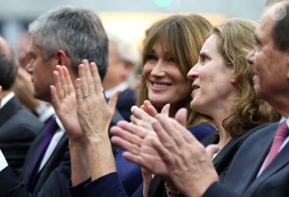 Carla Bruni-Sarkozy et Nathalie Kosciusko-Morizet lors du meeting de Nicolas Sakozy à Boulogne-Billancourt le 25 septembre 2014