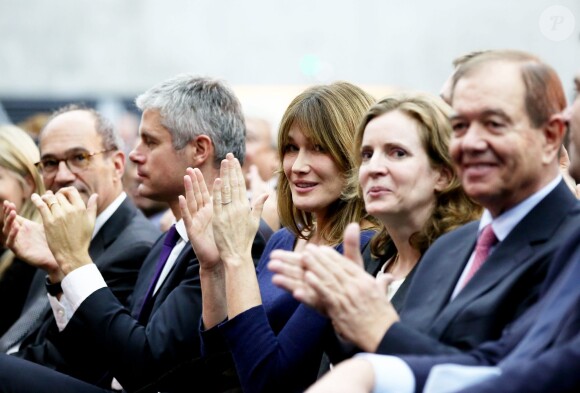 Carla Bruni-Sarkozy et Nathalie Kosciusko-Morizet lors du meeting de Nicolas Sakozy à Boulogne-Billancourt le 25 septembre 2014