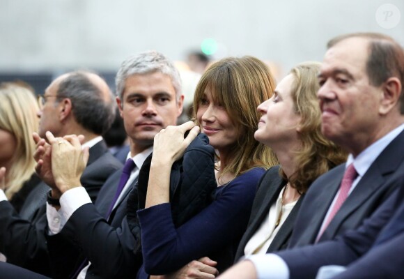 Carla Bruni-Sarkozy et Nathalie Kosciusko-Morizet lors du meeting de Nicolas Sakozy à Boulogne-Billancourt le 25 septembre 2014