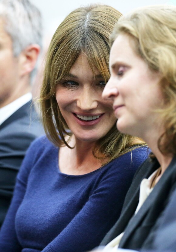 Carla Bruni-Sarkozy et Nathalie Kosciusko-Morizet lors du meeting de Nicolas Sakozy à Boulogne-Billancourt le 25 septembre 2014