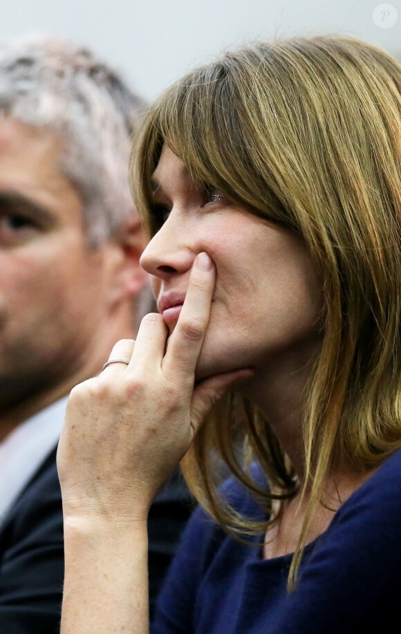 Carla Bruni-Sarkozy lors du meeting de Nicolas Sakozy à Boulogne-Billancourt le 25 septembre 2014