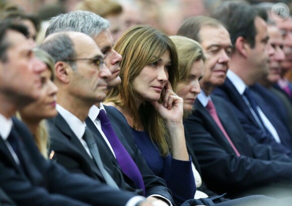 Carla Bruni-Sarkozy et Nathalie Kosciusko-Morizet lors du meeting de Nicolas Sakozy à Boulogne-Billancourt le 25 septembre 2014