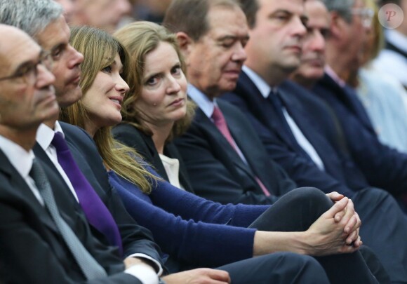 Carla Bruni-Sarkozy et Nathalie Kosciusko-Morizet lors du meeting de Nicolas Sakozy à Boulogne-Billancourt le 25 septembre 2014
