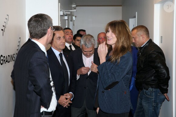 Carla Bruni-Sarkozy lors du meeting de Nicolas Sarkozy à Boulogne-Billancourt le 25 novembre 2014