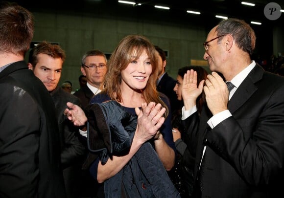 Carla Bruni-Sarkozy lors du meeting de Nicolas Sarkozy à Boulogne-Billancourt le 25 novembre 2014