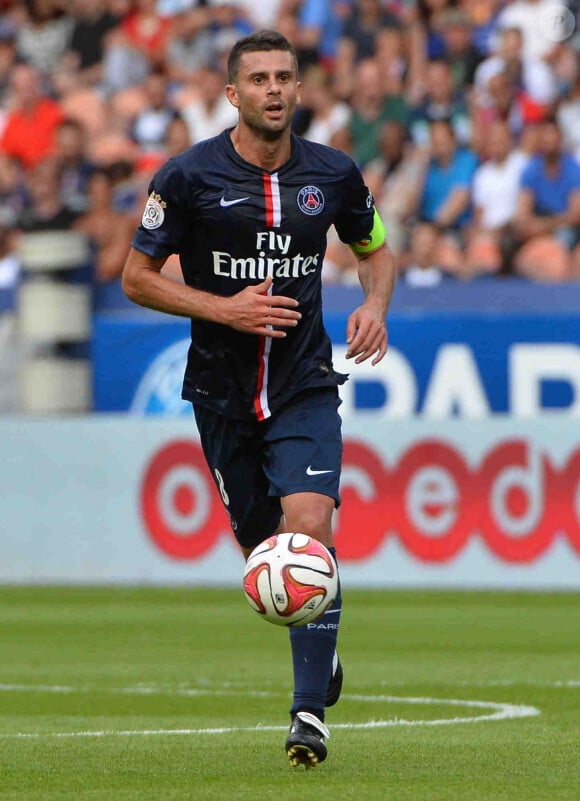 Thiago Motta lors du match entre le Paris Saint-Germain et Bastia au Parc des Princes à Paris, le 16 août 2014