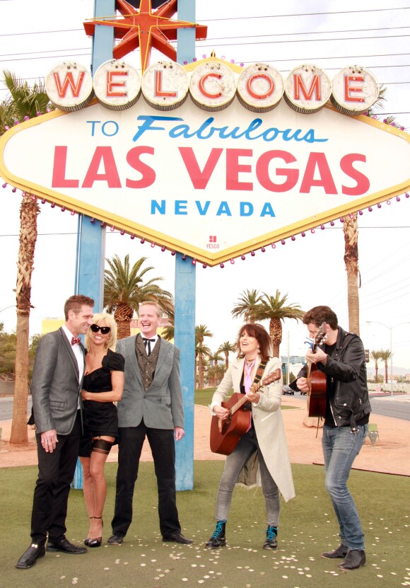 Pamela Anderson au mariage de Dan Mathews et Jack Ryan à Las Vegas. Le 27 novembre 2014.