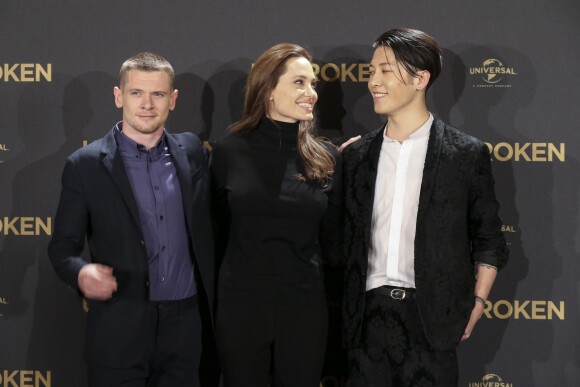 Jack O'Connel, Angelina Jolie, Miyavi - Photocall du film "Invincible" à Berlin le 27 novembre 2014