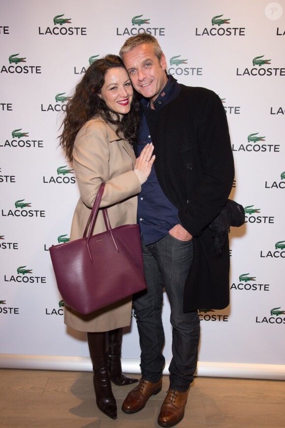 Exclusif - David Brécourt et sa compagne Alexandra assistent à la soirée d'inauguration du nouveau concept store Premium Lacoste, situé Rue de Sèvres, à Paris. Le 2 décembre 2014.