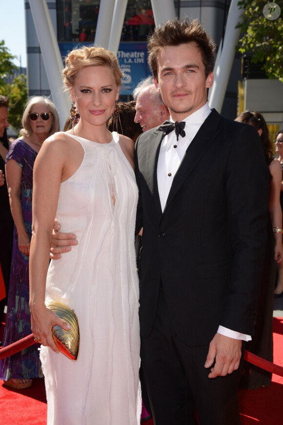 Rupert Friend et sa fiancée Aimee Mullins à Los Angeles, le 15 septembre 2013. 