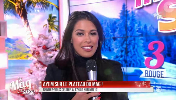 La jolie Ayem Nour retrouve Matthieu Delormeau et Benoit dans Le Mag de NRJ12, le 5 décembre 2014