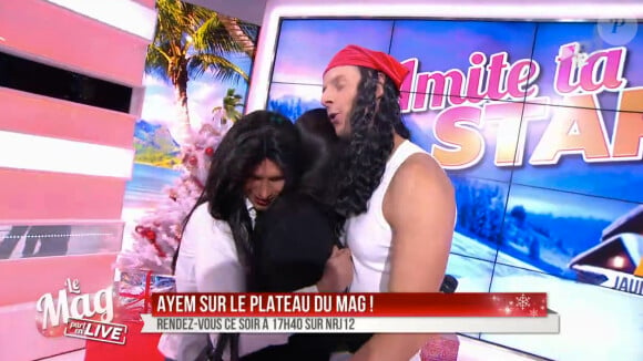 Ayem Nour très émue dans les bras de Matthieu Delormeau et Benoit dans Le Mag de NRJ12, le 5 décembre 2014