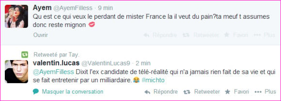 Valentin, le petit ami de Caroline Receveur, clashe Ayem sur Twitter.