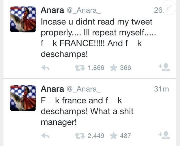 Anara Atanes pète un cable contre Didier Deschamps sur Twitter.