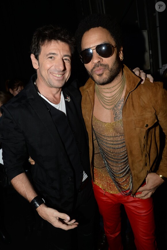 Patrick Bruel et Lenny Kravitz, dans les coulisses des NRJ Music Awards 2014 à Cannes, le samedi 13 décembre 2014.