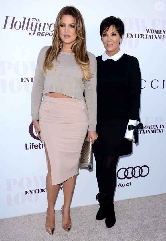 Khloé Kardashian et Kris Jenner au déjeuner Women in Entertainment Power 100 du Hollywood Reporter. Los Angeles, le 10 décembre 2014.