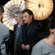 Exclusif - Louis Bertignac et Johnny Hallyday - Backstage de l'enregistrement de l'émission spéciale "Johnny, la soirée événement", qui sera diffusée sur TF1 en prime time le 20 décembre.