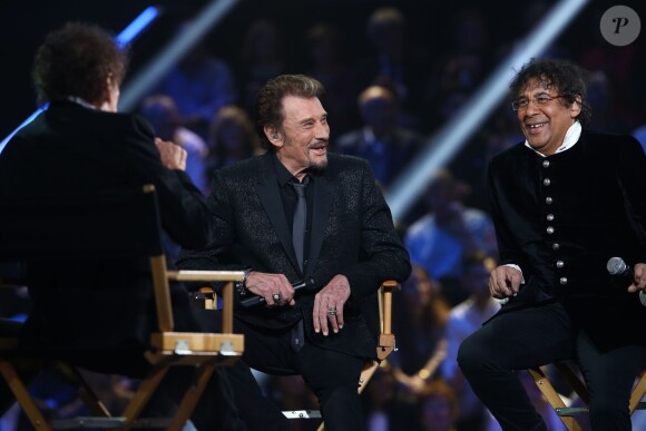 Exclusif - Johnny Hallyday et Laurent Voulzy - Enregistrement de l'émission spéciale "Johnny, la soirée événement", qui sera diffusée sur TF1 en prime time le 20 décembre 2014.