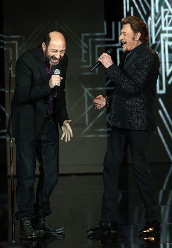 Exclusif - Kad Merad et Johnny Hallyday - Enregistrement de l'émission spéciale "Johnny, la soirée événement", qui sera diffusée sur TF1 en prime time le 20 décembre 2014.