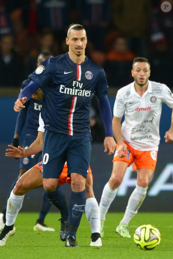 Zlatan Ibrahimovic pendant le match PSG-Montpellier lors de la 19e journée de Ligue 1 au Parc des Princes, le 20 décembre 2014.