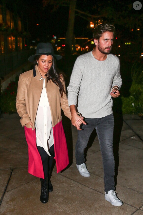 Kourtney Kardashian et Scott Disick à Calabasas, Los Angeles, le 1er décembre 2014.