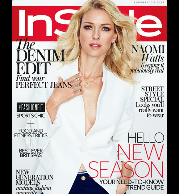 Naomi Watts en couverture du magazine InStyle UK (février 2015)