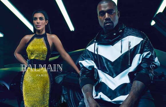 Kanye West et Kim Kardashian sont les stars de la campagne masculine printemps-été 2015 de Balmain. Photo par Mario Sorrenti.