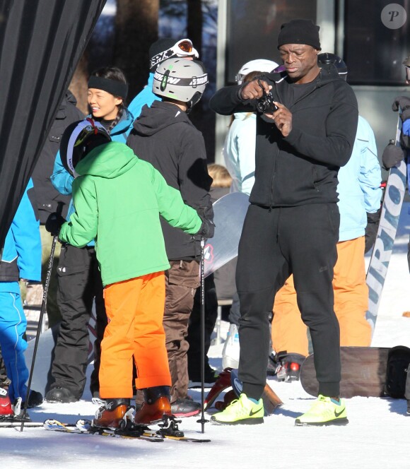 Seal et ses enfants Lou et Henry au Mammoth Mountain Resort à Mammoth, le 29 décembre 2014.  