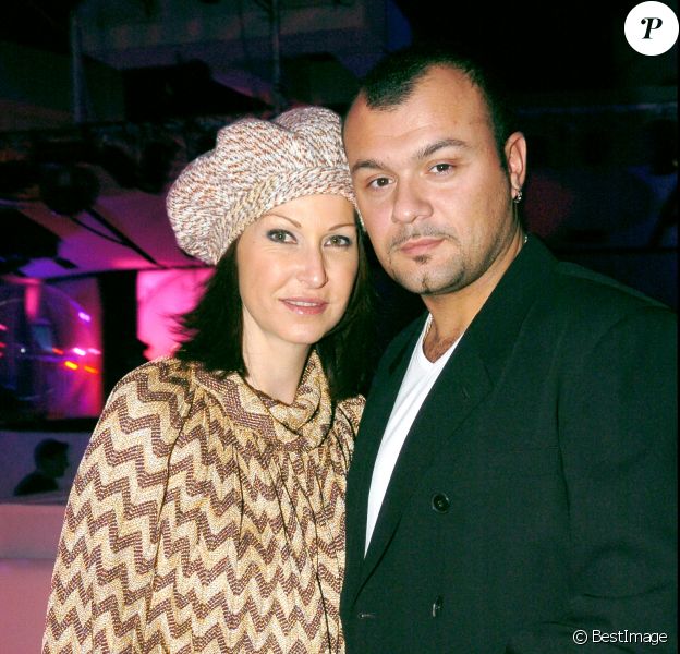 Evelyne Thomas et Christophe en 2005 à Cannes.