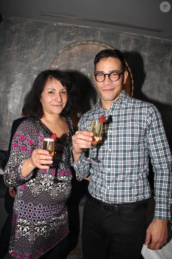 Exclusif - Steevy Boulay et sa mère Zorah Boulay lors de son 34ème anniversaire dans le bar restaurant le "Who's" dans le Marais à Paris, le 19 février 2014