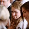 Mikaela Shiffrin who made Alpine skiing history as the youngest winner of an Olympic slalom gold medal, looks on during a ceremony in the East Room of the White House April 3, 2014 in Washington, DC, USA. Photo by Olivier Douliery/ABACAPRESS.COM04/04/2014 - Washington