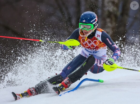 Mikaela Shiffrin of the USA in action during the 1st run of ladies Slalom to the Olympic Winter Games Sochi 2014 at the Rosa Khutor Alpine Resort in Krasnaya Polyana, Sochi, Russia on February 21, 2014. Photo by EXPA Pictures/Photoshot/ABACAPRESS.COM22/02/2014 - Sochi