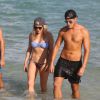 Ellie Goulding, son compagnon Dougie Poynter et leur ami Craig David en vacances à Miami à la plage le 5 janvier 2015  
