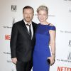 Ricky Gervais et sa compagne Jane Fallon assistent à l'after-party des Golden Globes, organisée par The Weinstein Company et Netflix, au Robinsons May Lot. Los Angeles, le 11 janvier 2015.