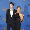 Benedioct Cumberbatch et Jennifer Aniston à la Pressroom lors de la 72ème cérémonie annuelle des Golden Globe Awards à Beverly Hills, le 11 janvier 2015. 