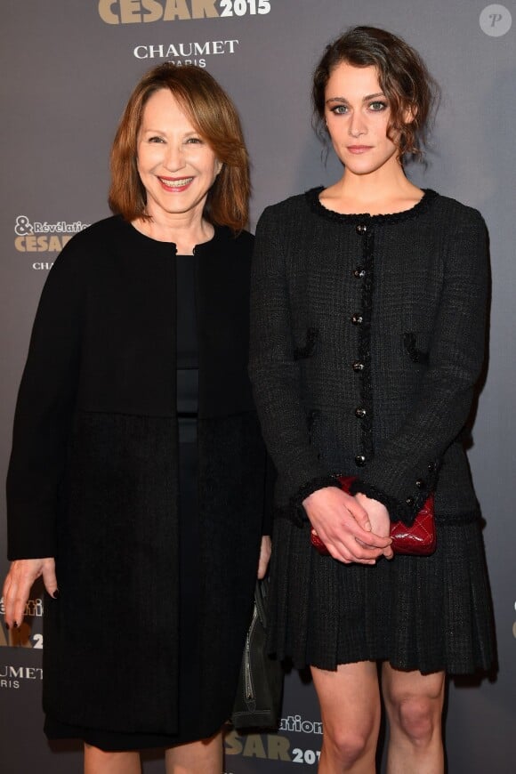 Nathalie Baye et Ariane Labed à la soirée des Révélations aux César 2015, à l'Hôtel Meurice, Paris, le 12 janvier 2015.