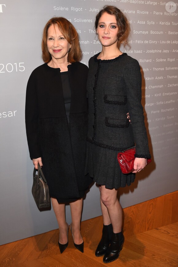 Nathalie Baye et Ariane Labed à la soirée des Révélations aux César 2015, à l'Hôtel Meurice, Paris, le 12 janvier 2015.