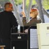 Donald Faison et sa femme Cacee Cobb enceinte vont déjeuner au restaurant à Studio City, le 14 janvier 2015. 