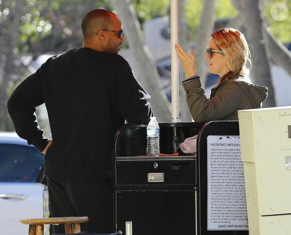 L'acteur Donald Faison et sa femme Cacee Cobb enceinte vont déjeuner au restaurant à Studio City, le 14 janvier 2015. 