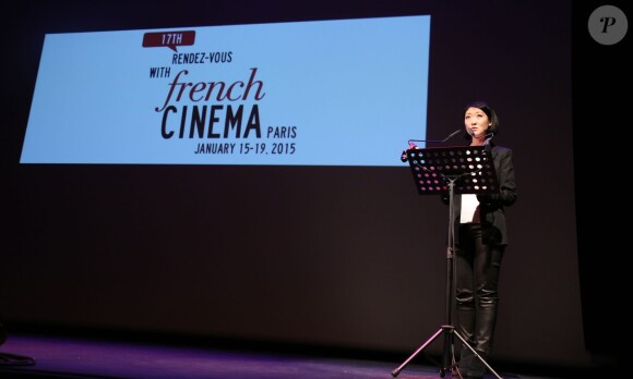 Fleur Pellerin participe à la conférence de presse et la soirée UniFrance Films à l'occasion des résultats des films Français à l'étranger en 2014, à Paris, le 16 janvier 2015.