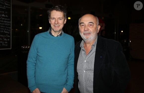 Gérard Jugnot et Michel Gondry participent à la conférence de presse et la soirée UniFrance Films à l'occasion des résultats des films Français à l'étranger en 2014, à Paris, le 16 janvier 2015.