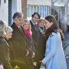 La duchesse Catherine de Cambridge, enceinte de six mois, rencontrait le 19 janvier 2015, de bon matin, des familles et des bénévoles de Family Friends, à Londres
