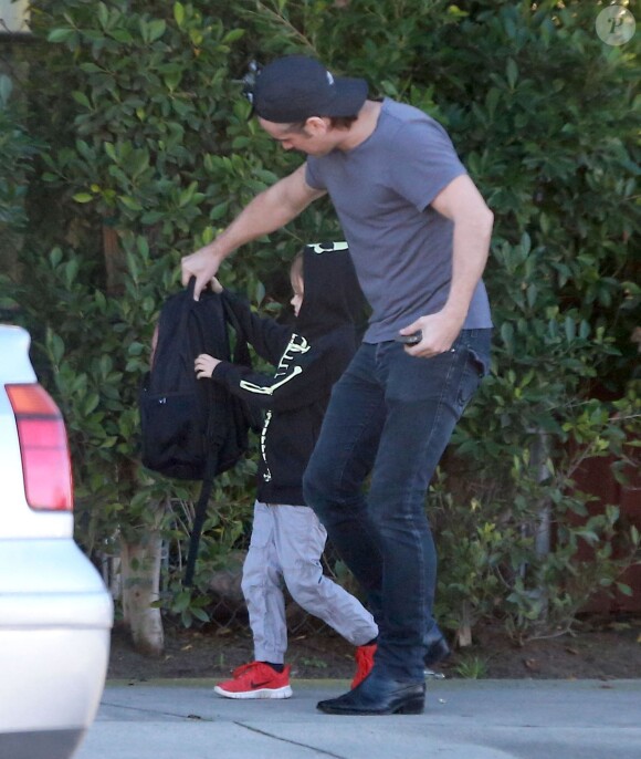 Exclusif - Colin Farrell et son fils Henry se rendent chez des amis à Studio City, Los Angeles, le 16 janvier 2015.