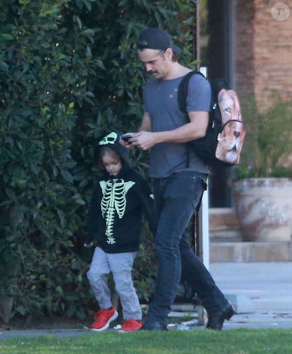 Exclusif - Colin Farrell et son fils Henry se rendent chez des amis à Studio City, Los Angeles, le 16 janvier 2015.