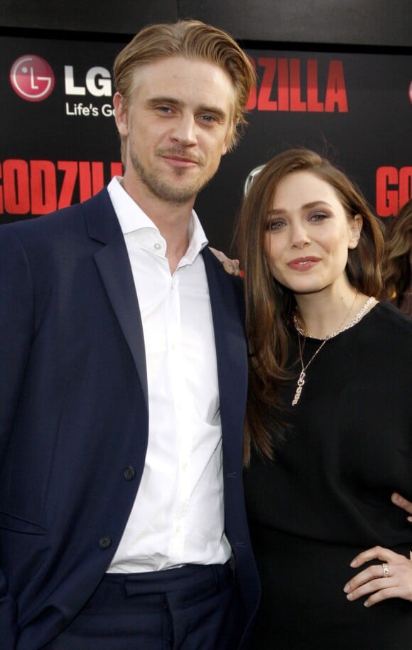 Elizabeth (Lizzie) Olsen et son petit-ami Boyd Holbrook - Première du film "Godzilla" à Hollywood, le 8 mai 2014.