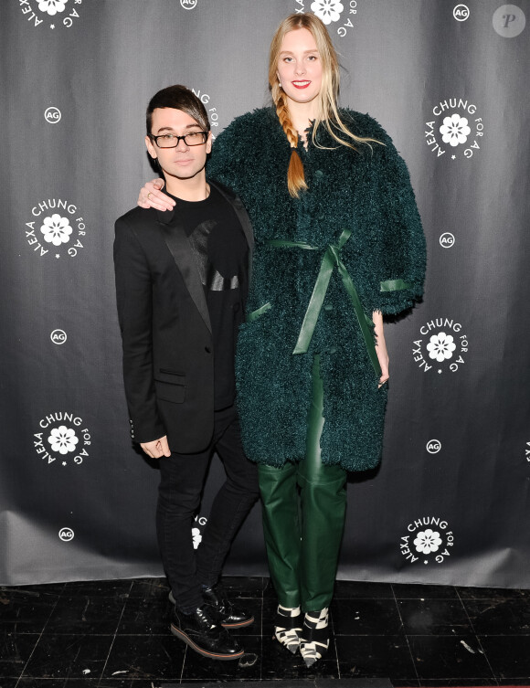 Christian Siriano, Jasmine Poulton lors de la soirée AG Jeans à New York le 20 janvier 2014