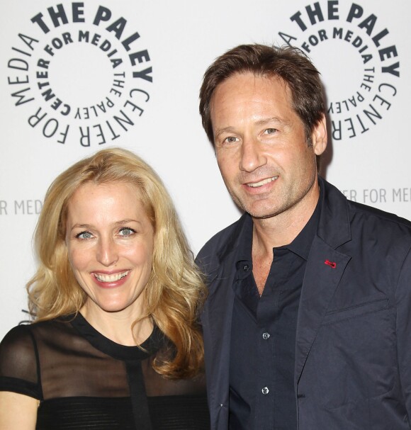 David Duchovny et Gillian Anderson lors de la soirée en l'honneur des 20 ans de la série X-Files au Paley Center à New York le 12 ocotbre 2013