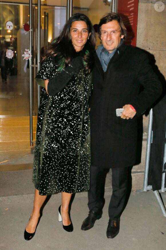 Pietro Beccari (président de Berluti) et sa femme Elisabetta au défilé de mode hommes Berluti collection prêt-à-porter Automne Hiver 2015/2016 au Musée des Arts Décoratifs à Paris, le 23 janvier 2015 